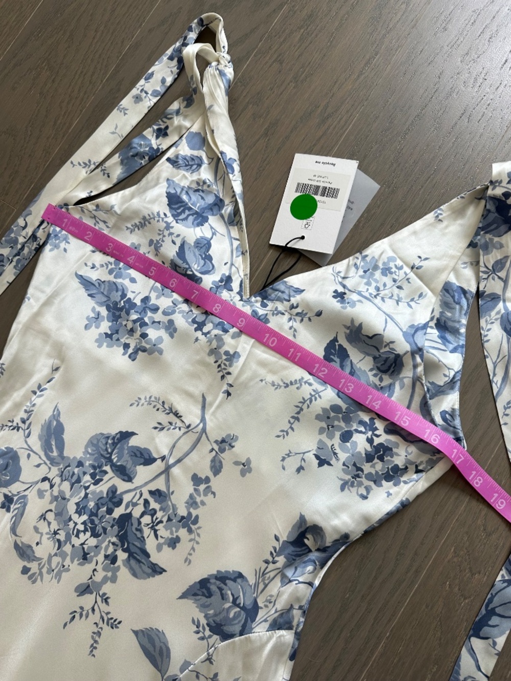 Reformation Pernille Blue White Floral Lupine Silk Maxi Dress Tie w/ Tags MEDIUM - Picture 9 of 9